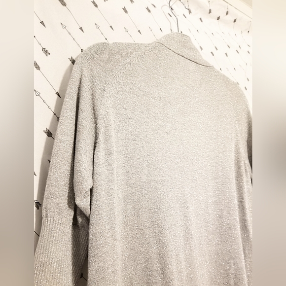 Sparkly Silver 3/4 Sleeve Open-Front Cardigan - Picture 8 of 10